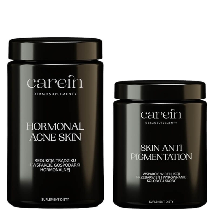 Carein Hormonal Acne Skin + Skin Anti Pigmentation ZESTAW Skóra bez trądziku hormonal.120 kaps + Skóra bez przebarwień 60 kaps.