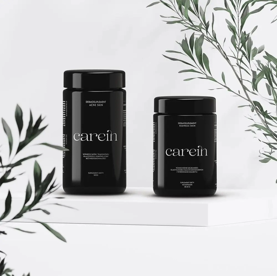 Carein Acne Skin + Redness Skin ZESTAW Na trądzik różowaty 120 kaps + 60 kaps.