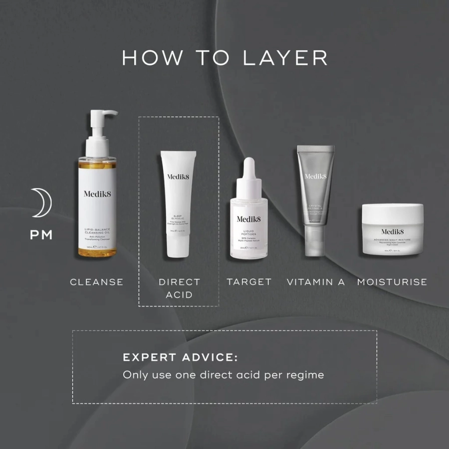 Medik8 Sleep Glycolic Peeling z opóźnionym uwalnianiem kwasów AHA do stosowania na noc 30 ml