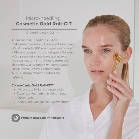 Environ Cosmetic Gold Roll-CIT Pozłacany dermaroller do mezoterapii domowej 0,2 mm
