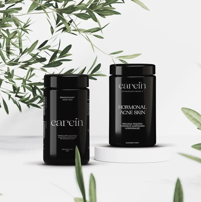 Carein Acne Skin + Hormonal Acne Skin ZESTAW 90 DNI Na trądzik pospolity i hormonalny 6 x 120 kaps.