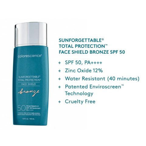 COLORESCIENCE Sunforgettable Total Protection Face Shield SPF 50 Minerały w emulsji do twarzy SPF50 ( kolor Bronze ) 55ml