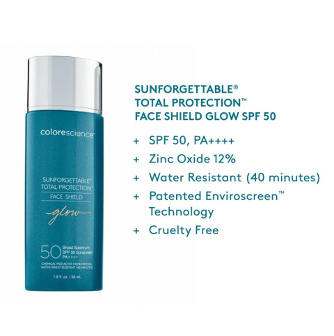 COLORESCIENCE Sunforgettable Total Protection Face Shield SPF 50 Minerały w emulsji do twarzy SPF50 ( kolor Glow ) 55ml