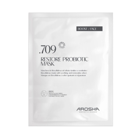 AROSHA .709 RESTORE PROBIOTIC MASK Łagodząca i regenerująca maska ​​wykonana w 100% z czystych włókien biocelulozowych 1 szt.