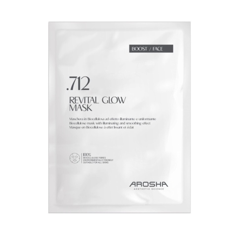 AROSHA .712 REVITAL GLOW MASK Maska rozświetlająca i wygładzająca wykonana w 100% z czystych włókien biocelulozowych 1 szt.