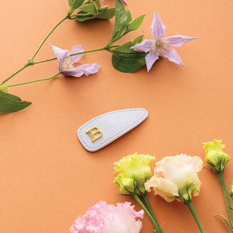 Balmain Limited Edition Printemps Leather Snap Hair Clip skórzana biała spinka Printemps