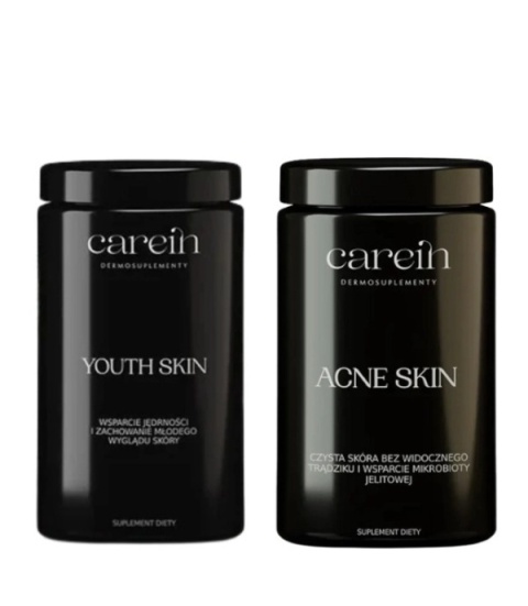 CAREIN Acne Skin + Youth Skin ZESTAW 90 DNI Na trądzik i zmarszczki 3x120 kaps. + 3 x 240 g