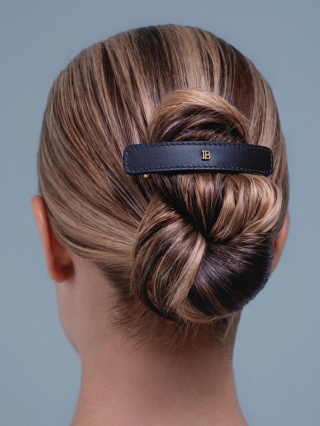 Balmain Skórzana klamra do włosów Cosmic Sapphire