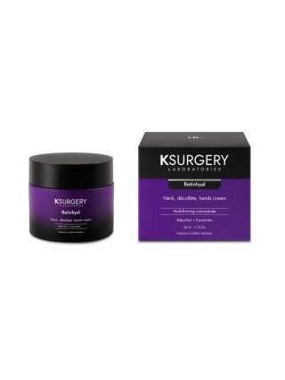 Ksurgery Retinhyal Neck, Décolléte, Hands Cream Odnawiający krem na szyję, dekolt i dłonie z bakuchiolem 50ml