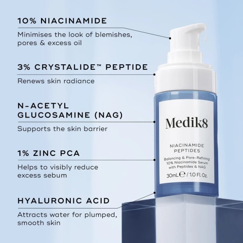 Medik8 Niacinamide Peptides Serum Serum z 10% niacynamidem, peptydami i NAG 30 ml