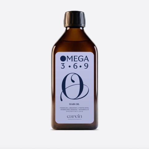 Carein Omega 3-6-9 Hair Oil Olej na wsparcie kondycji włosów w przebiegu wypadania, osłabienia i łamliwości 250 ml