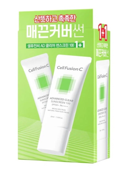 Cell Fusion C Advanced clear Sunscreen 100 SPF PA ++++ Krem przeciwsłoneczny dla skóry tłustej i problematycznej 2 x 35 ml