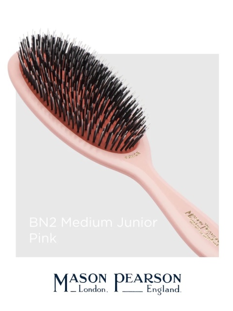 Mason Pearson BN2 Junior Średnia szczotka do włosów (dzik+nylon) Pink