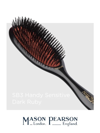 Mason Pearson SB3 Handy Senstive Średnia szczotka do włosów (drobne włosie dzika) Dark Ruby