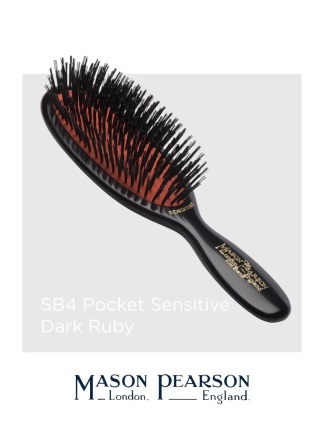 Mason Pearson SB4 Pocket Sensitive Mała szczotka do włosów (drobne włosie dzika) Dark Ruby