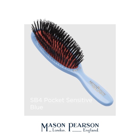 Mason Pearson SB4 Pocket Sensitive Mała szczotka do włosów (drobne włosie dzika) Blue