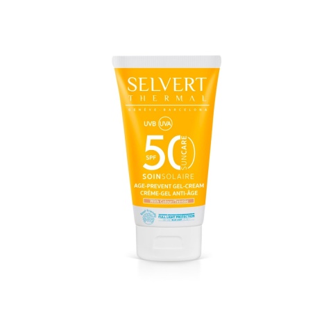 SELVERT THERMAL AGE PREVENT GEL-CREAM WITH COLOUR SPF50 Żel-krem do twarzy z kolorem i barierą ochronną 50ml