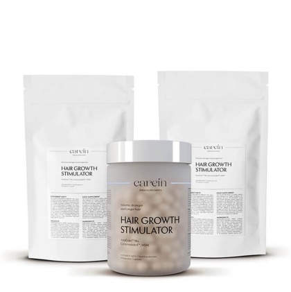 CAREIN Hair Growth Stimulator 90 days ZESTAW Telogenowe wypadanie włosów Kuracja 90 kaps. + Uzupełnienie x2/ 270 kaps.