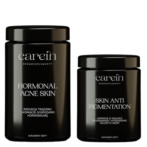 CAREIN Hormonal Acne Skin + Skin Anti Pigmentation ZESTAW Skóra bez trądziku hormonal.120 kaps + Skóra bez przebarwień 60 kaps.