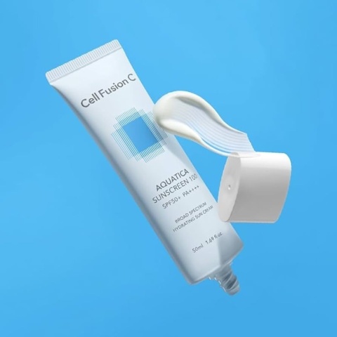 CELL FUSION C AQUATICA SUNSCREEN 100 SPF50+ / PA ++++ Wyciszający i nawilżający krem z fotoprotekcją 50ml