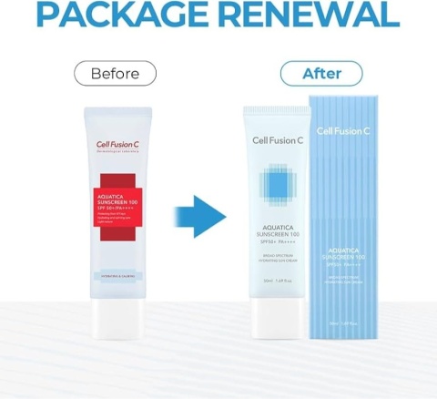 CELL FUSION C AQUATICA SUNSCREEN 100 SPF50+ / PA ++++ Wyciszający i nawilżający krem z fotoprotekcją 50ml